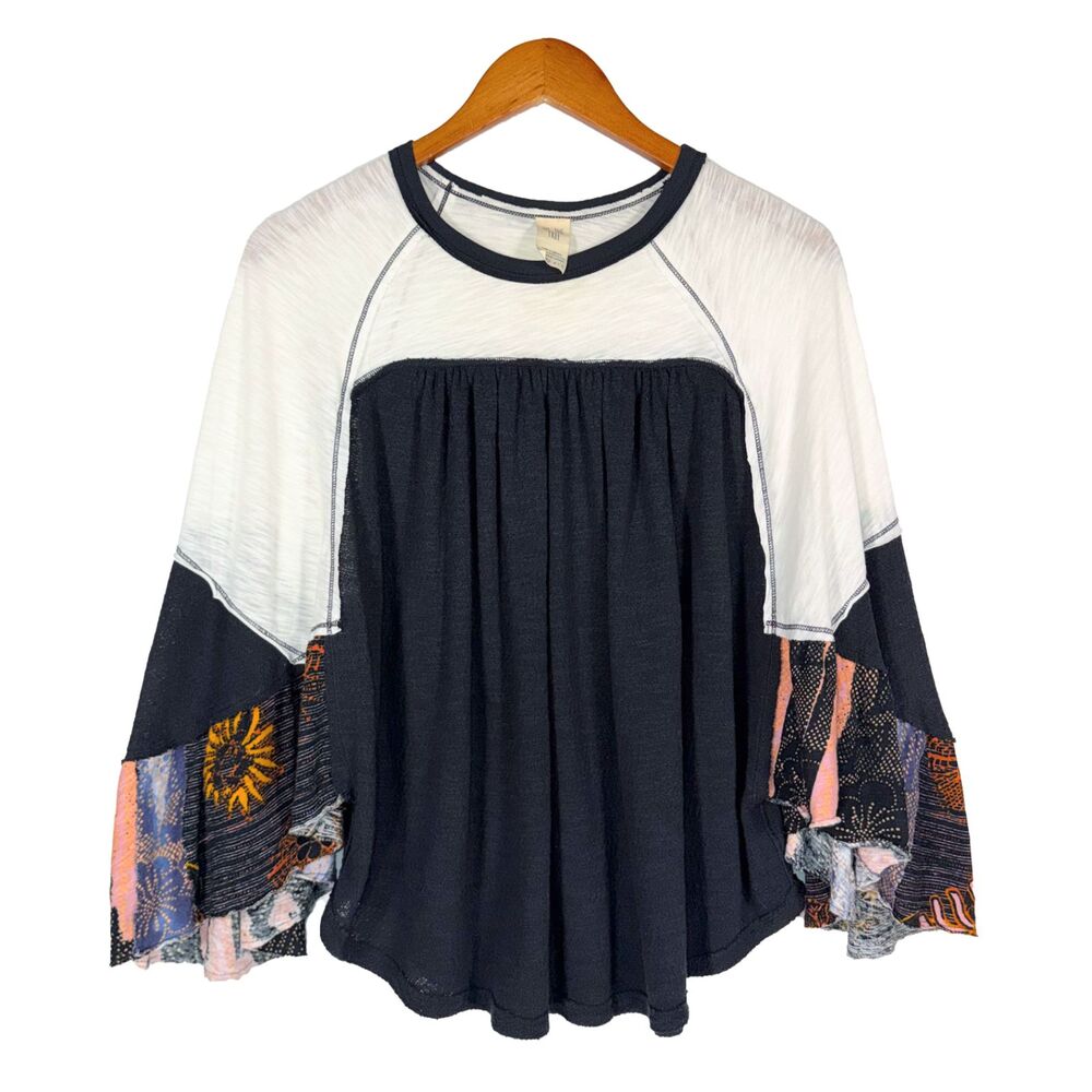 Free People We The Free Oversized Patchwork Top Batwing Boho Oversized XS